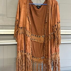 Brown Fringed Women's Camisole